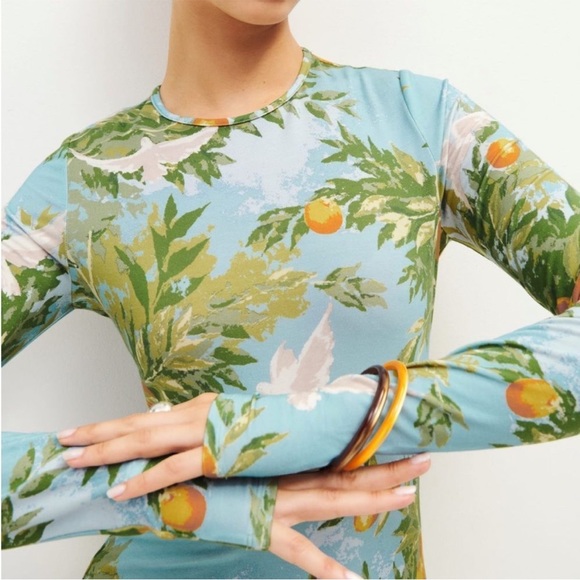 RARE REFORMATION Tommie Knit Dress Villa Livia Blue Women’s Size XL - Picture 4 of 11